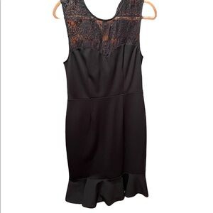 Erin Fetherston black lace top dress, sleeveless, ruffled‎ bottom, size 8.